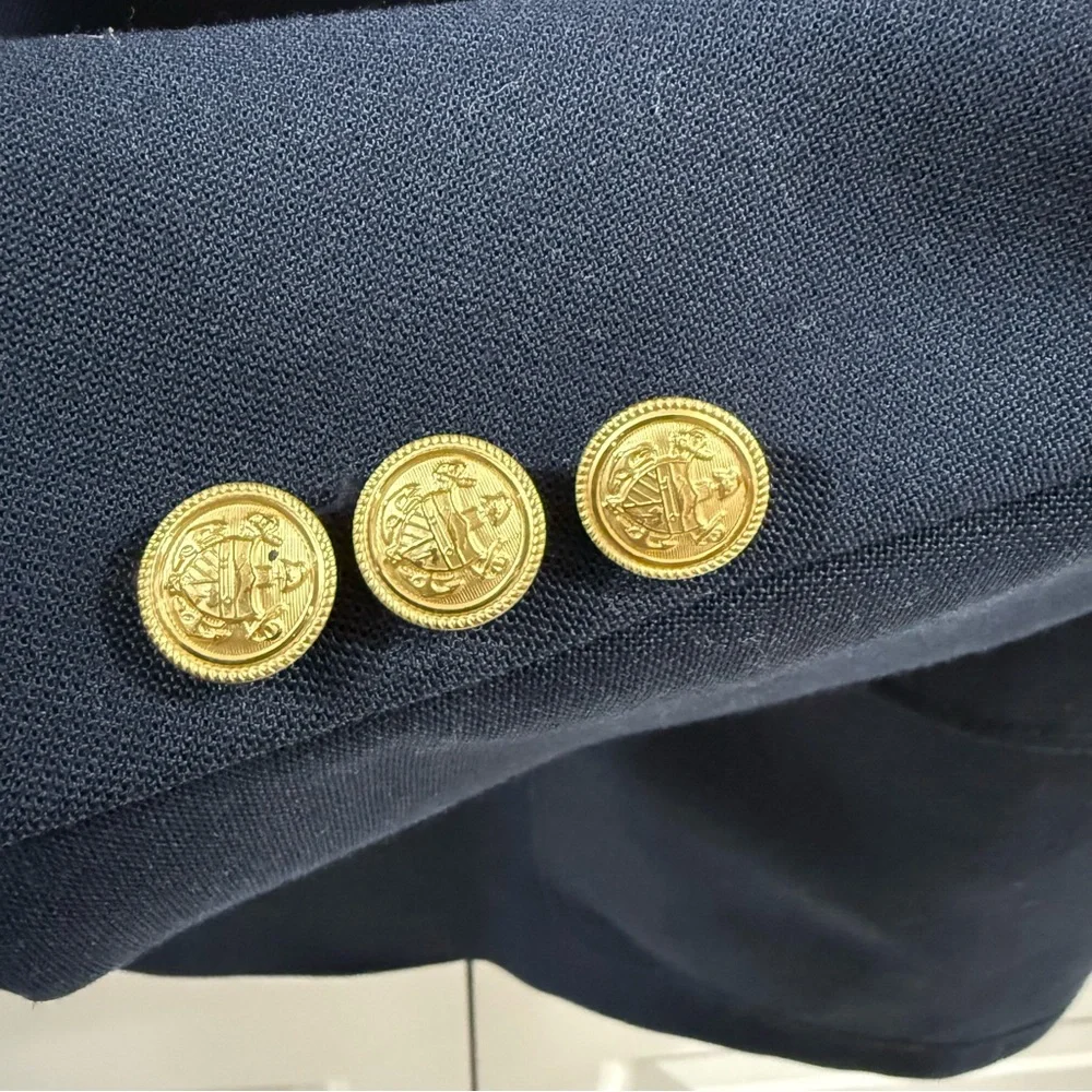 Adams Row Vintage Navy Brass Button Blazer Mens 50R Wool Prep Club USA